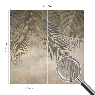 Behang met print met tropische bladeren als dessin