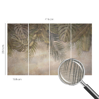 Behang met print met tropische bladeren als dessin