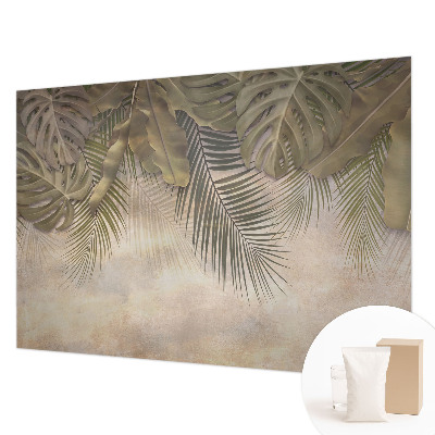 Behang met print met tropische bladeren als dessin