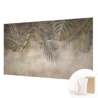 Behang met print met tropische bladeren als dessin