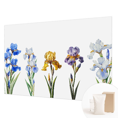 Fotobehang slaapkamer met een irisbloemenmotief