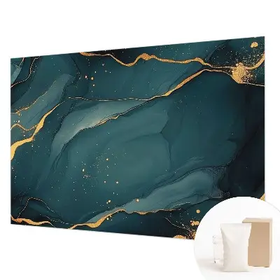 Fotobehang voor de slaapkamer met een donkerblauwe abstracte print