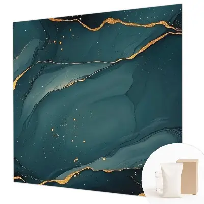 Fotobehang voor de slaapkamer met een donkerblauwe abstracte print