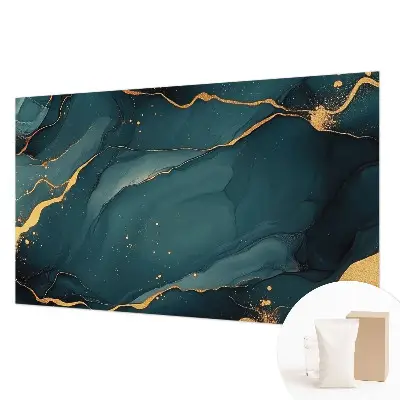 Fotobehang voor de slaapkamer met een donkerblauwe abstracte print