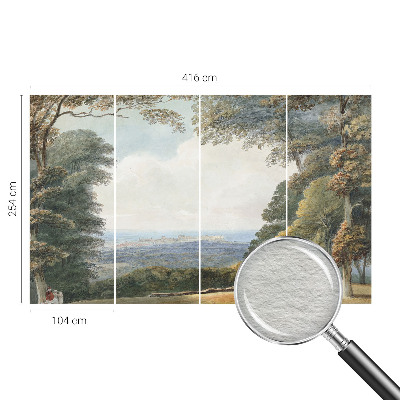 Hoogwaardig fotobehang met een bebost landschap