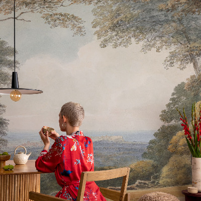 Hoogwaardig fotobehang bebost landschap