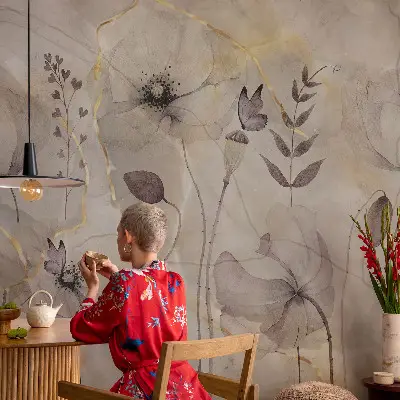 Fotobehang vlies met tere bloemen