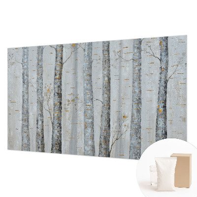 Vliesbehang fotobehang woonkamer Berkenbomen