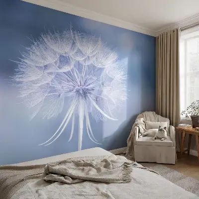 Muurbehangen met een blauw dessin