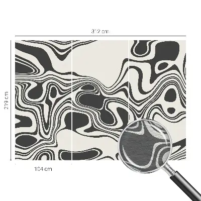 Behang met print met een dessin van dynamische lijnen