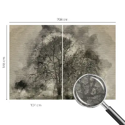 Fotobehang naadloos met een mysterieuze bomenprint