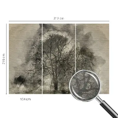 Fotobehang naadloos met een mysterieuze bomenprint
