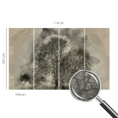 Fotobehang naadloos met een mysterieuze bomenprint