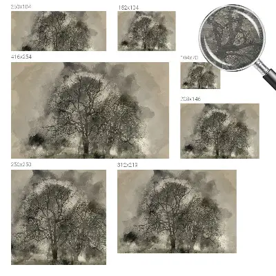 Fotobehang naadloos met een mysterieuze bomenprint