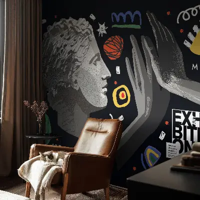 Fotobehang woonkamer met een kleurrijke afbeelding voor in de woonkamer