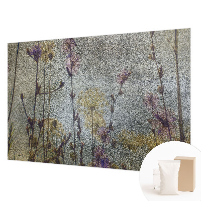 Fotobehang voor slaapkamer met een print van wilde bloemen