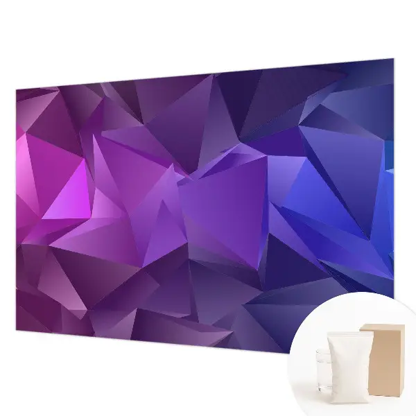Modern fotobehang voor de woonkamer met paarse driehoekjes als patroon