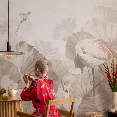 Sfeervol fotobehang met een elegante natuurrijke print