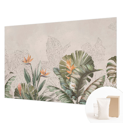 Uniek fotobehang met een motief van tropische bloemen