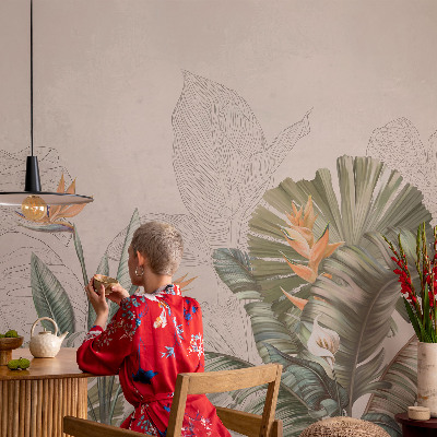 Uniek fotobehang Tropische bloemen