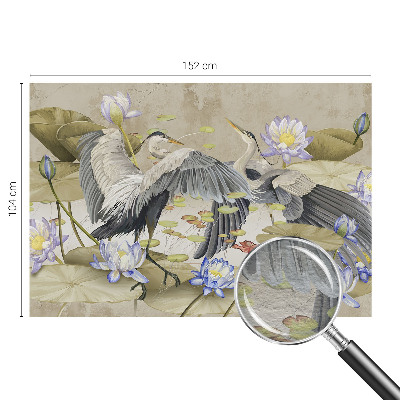 Groot fotobehang Vogels en lelies
