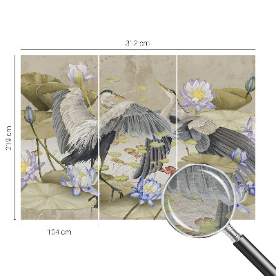 Groot fotobehang Vogels en lelies