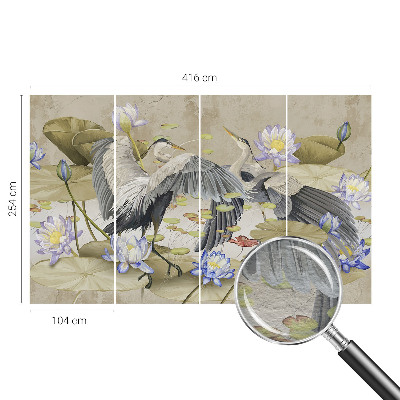 Groot fotobehang Vogels en lelies