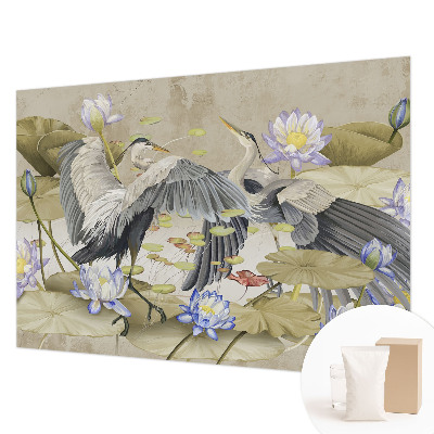 Groot fotobehang Vogels en lelies