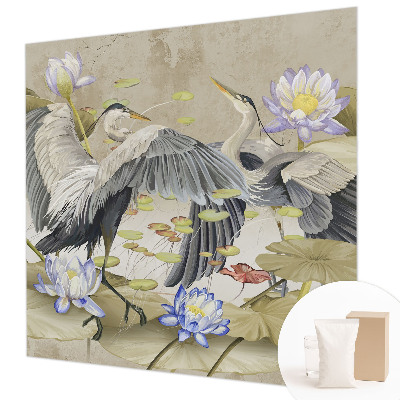 Groot fotobehang Vogels en lelies