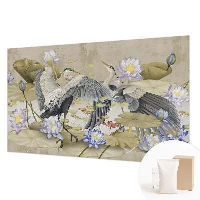 Groot fotobehang Vogels en lelies