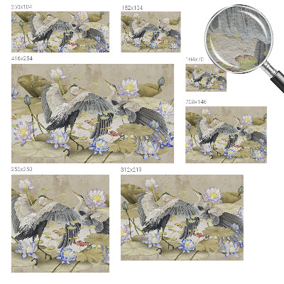 Groot fotobehang Vogels en lelies