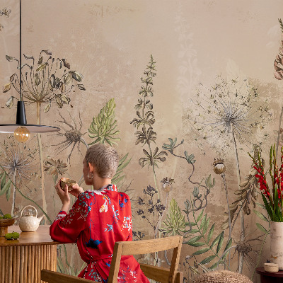Vliesbehang fotobehang Rustieke bloemen