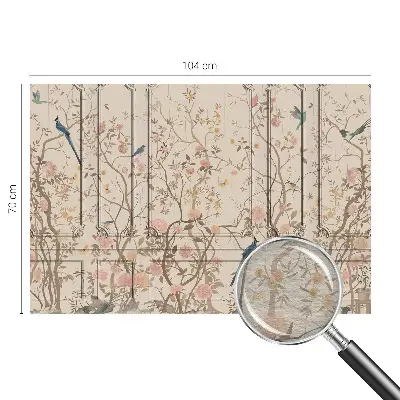 Fotobehang vlies met een dessin van vogels en bloemen