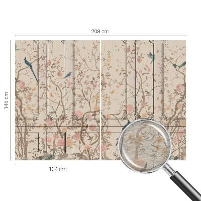 Fotobehang vlies Vogels en bloemen