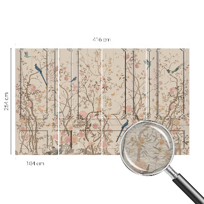 Fotobehang vlies Vogels en bloemen