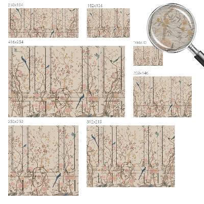 Fotobehang vlies Vogels en bloemen