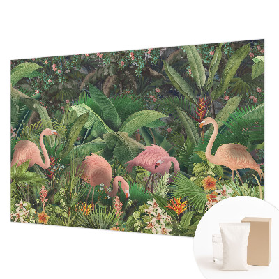 Groot fotobehang met roze flamingo's