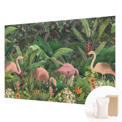 Groot fotobehang met roze flamingo's