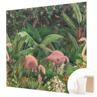 Groot fotobehang met roze flamingo's