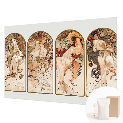Fotobehang slaapkamer met een patroon van vrouwenporiën