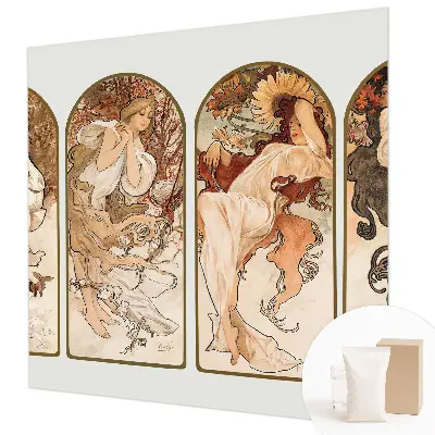Fotobehang slaapkamer met een patroon van vrouwenporiën