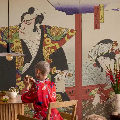 Modern fotobehang met een ontwerp van Japans theater
