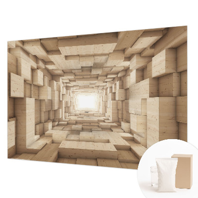 Sfeervol fotobehang met een houten tunnelprint