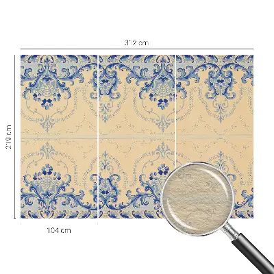 Uniek fotobehang met blauwe ornamenten