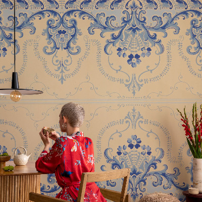 Uniek fotobehang Blauwe ornamenten