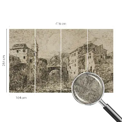 Vlies fotobehang met een stadspanorama