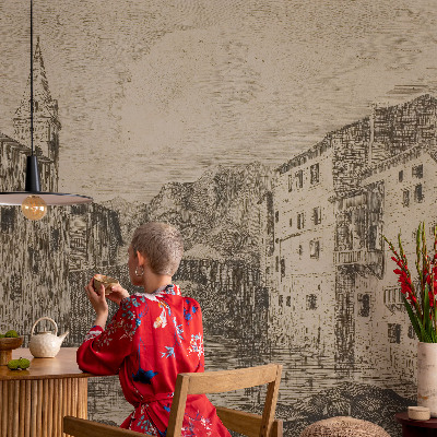 Vlies fotobehang Stadspanorama