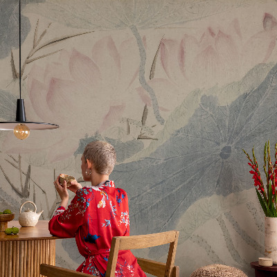 Vliesbehang fotobehang Lotusbladeren