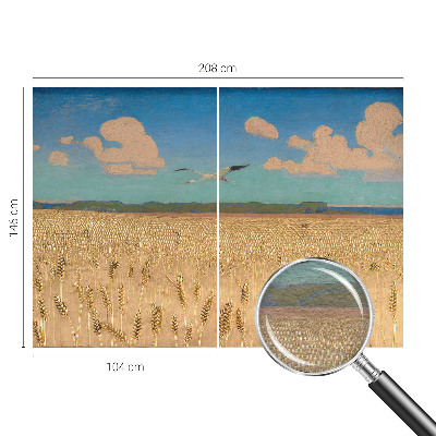 Vliesbehang fotobehang woonkamer met afbeelding van een tarweveld