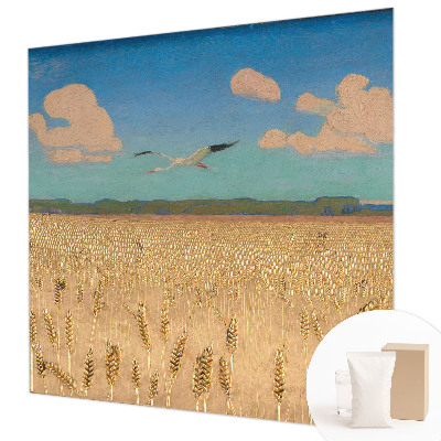 Vliesbehang fotobehang woonkamer met afbeelding van een tarweveld